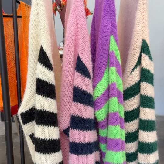 Striped sleeve Alpaca jumper