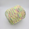 Soft cotton and viscose yarn from Italy, showcasing the blended fibers in a close-up view of the yarn skein.